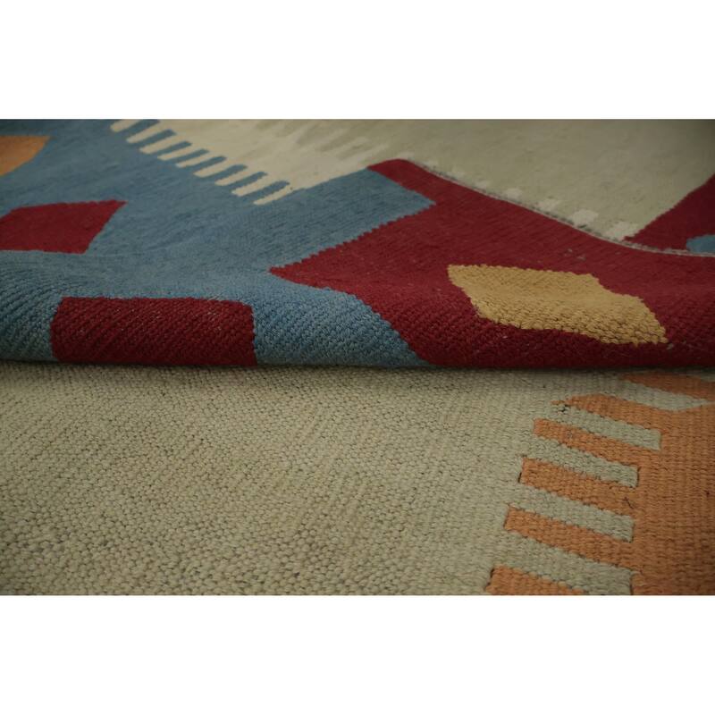 Hand Woven Oriental 100% Wool Carpet Southwestern Tribal Navy Blue & Blues Kilim Area Rug - 15' 3'' X 11' 9''