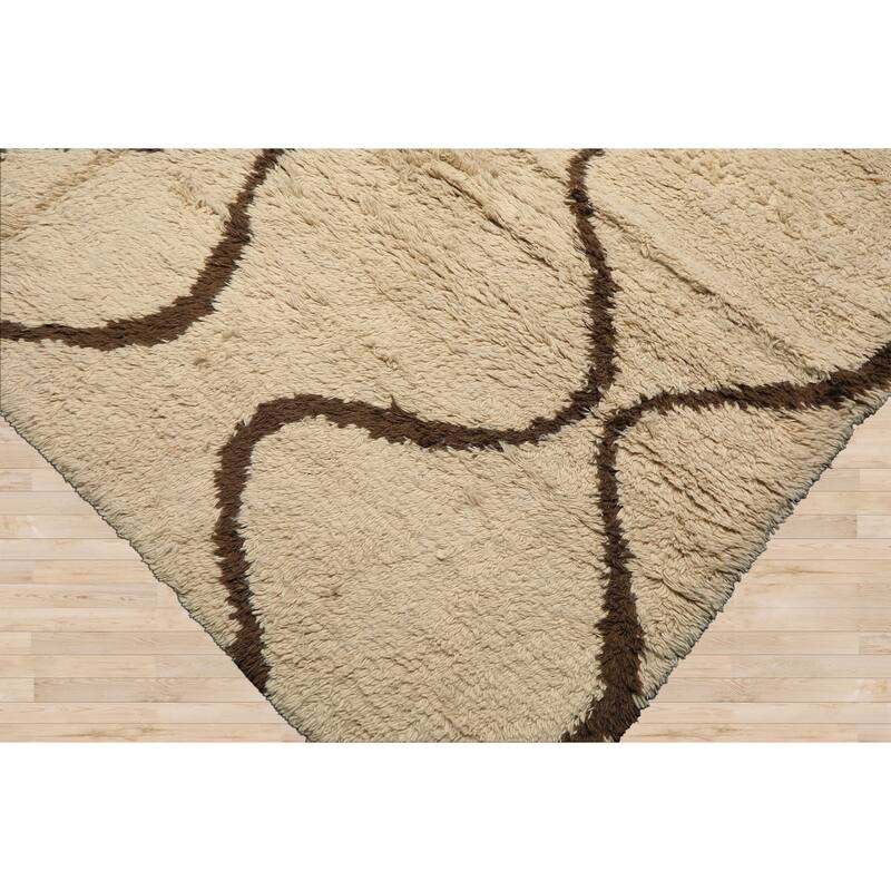 8x10'1'' Tibetano Hand Knotted Wool Ivory Boho Modern & Contemporary Rug - 8' x 10' 1''