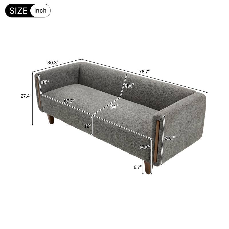 Christopher Knight Home - Soft Upholstered 78.7" 3-Seater Sofa with Rubberwood Legs