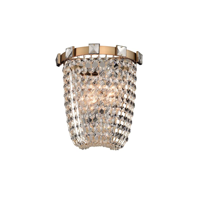 Allegri 027920-FR001 Impero 9" Tall Wall Sconce with Firenze Crystal - Brushed Champagne Gold