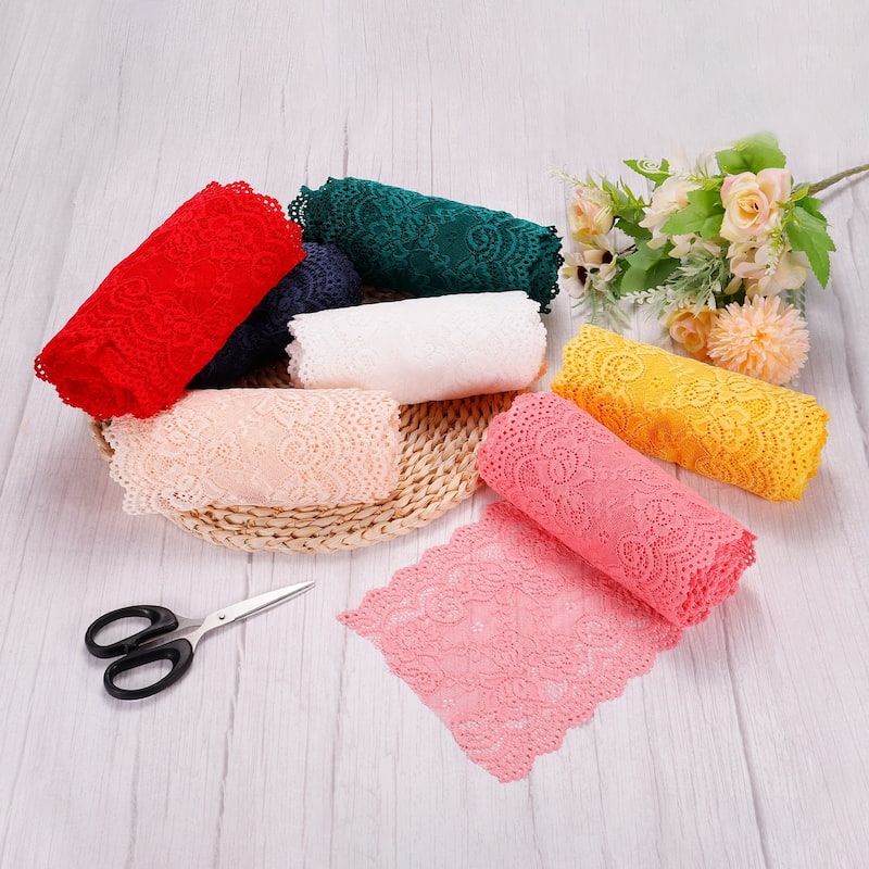 6 Inch Wide 5 Yard Lace Ribbon Floral Pattern Lace Trim Ribbon