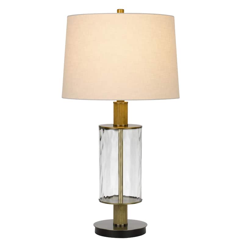 Black Metal Table Lamp with White Empire Shade and 3 Way Dimmable Switch - 16” x 16” x 31” (D x W x H) - Black-White