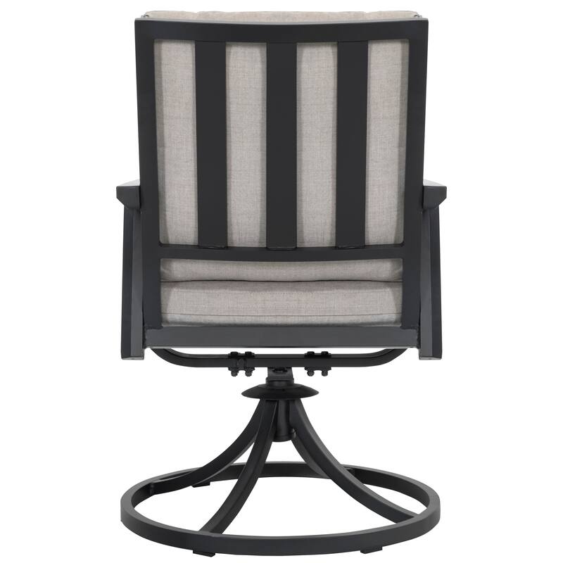 5-Piece Fire Pit Set with 4 Swivel Chairs, Aluminum Frame, Gray