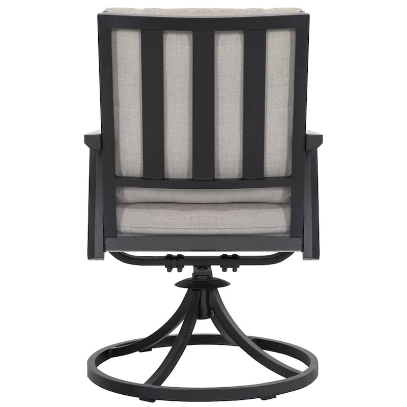Outdoor 5-Piece Swivel Dining Set with Gray Soft Cushions