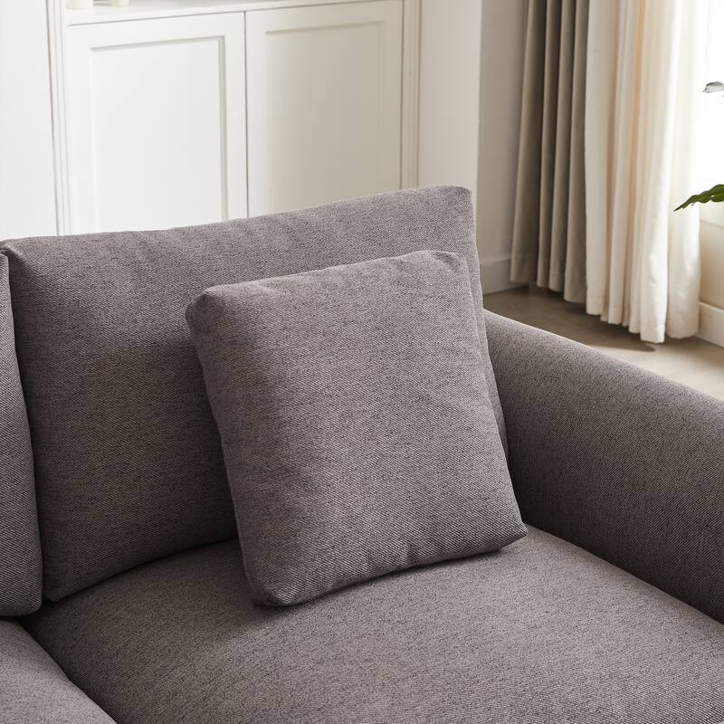 Modern Modular L-Shaped Sectional Sofa with Ottoman, 3 Cushions and 3 Pillows for Living Room