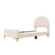 preview thumbnail 16 of 52, Bedroom Velvet Fabric Bed Frame with Classic Semi-circle Shaped Headboard and Metal Legs, Upholstered Platform Bed for Kids