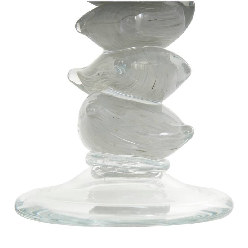 Clear or Green Glass Stacked Stone Candle Holder (Set of 2)