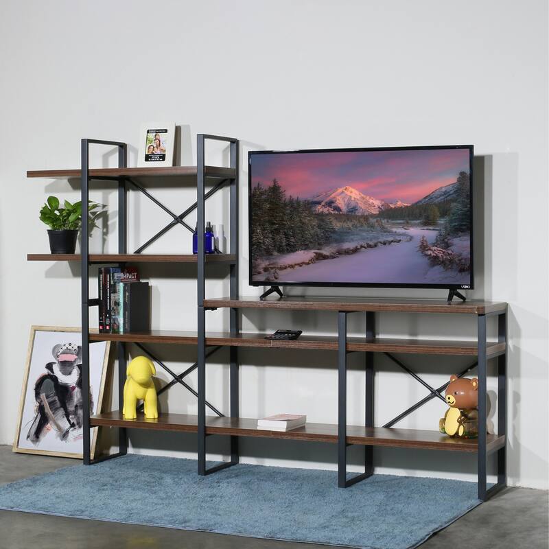 Davee Furniture Open Antigue Wood Shelves 6-tier Entertainment TV Stand - 56.69*82.68*13.78 inches