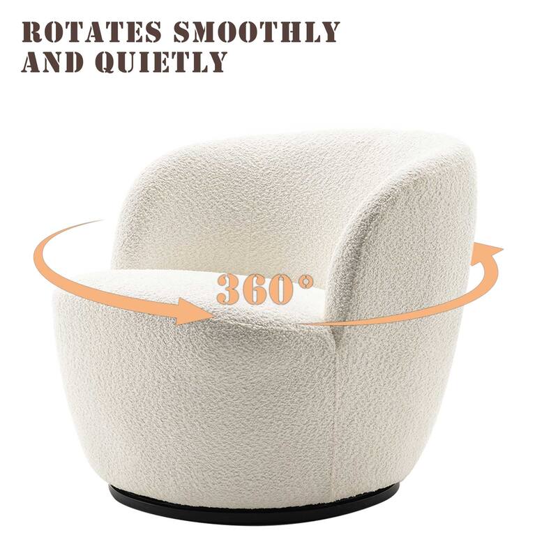 Single Fabric Modern Accent Chair 360 Degree Rotation Swivel Barrel Chairs