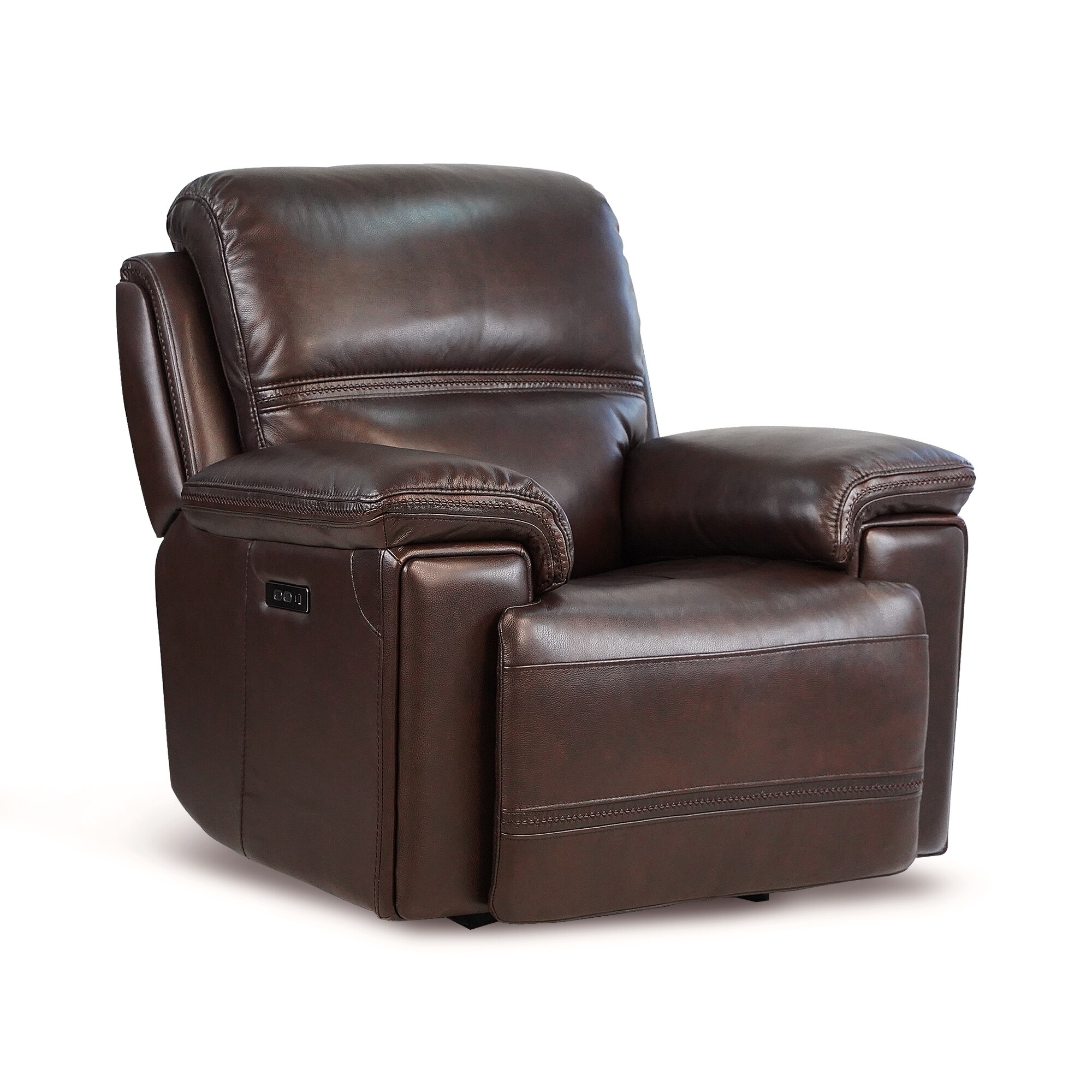 Leather power glider recliner outlet with power adjustable headrest
