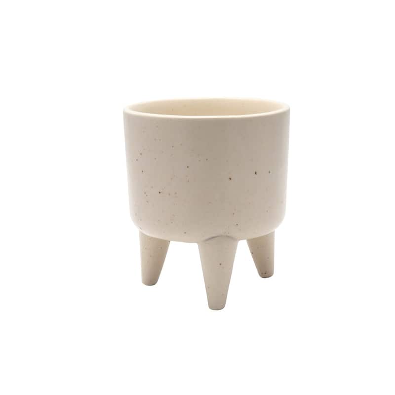 Lg. Ceramic Tripod Bowl Stone/Cream- A - CREAM