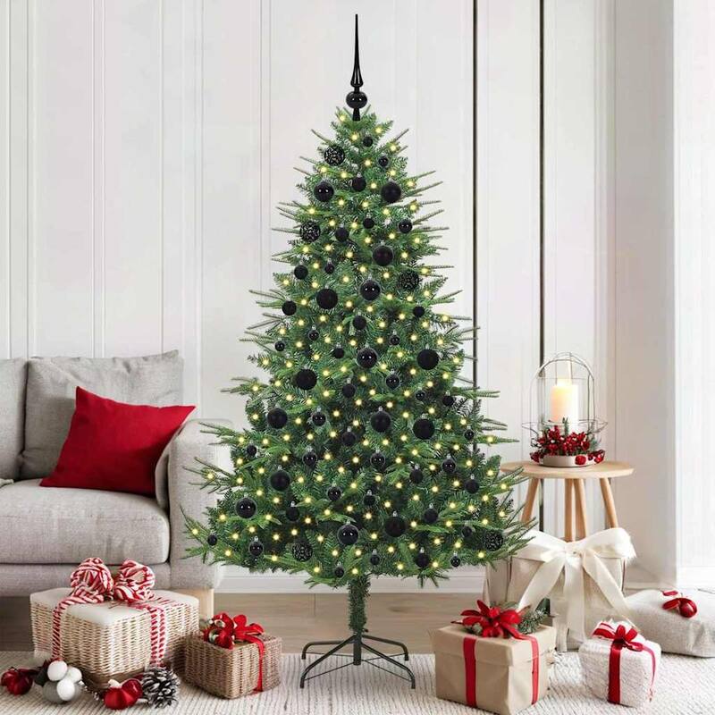 vidaXL Artificial Christmas Tree LED&Ball Set&Flocked Snow Decoration PVC&PE - Brown form2