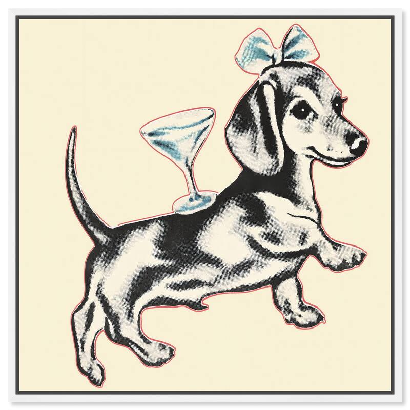 Martini Pup II Canvas by Art Remedy - White - 40" x 40"