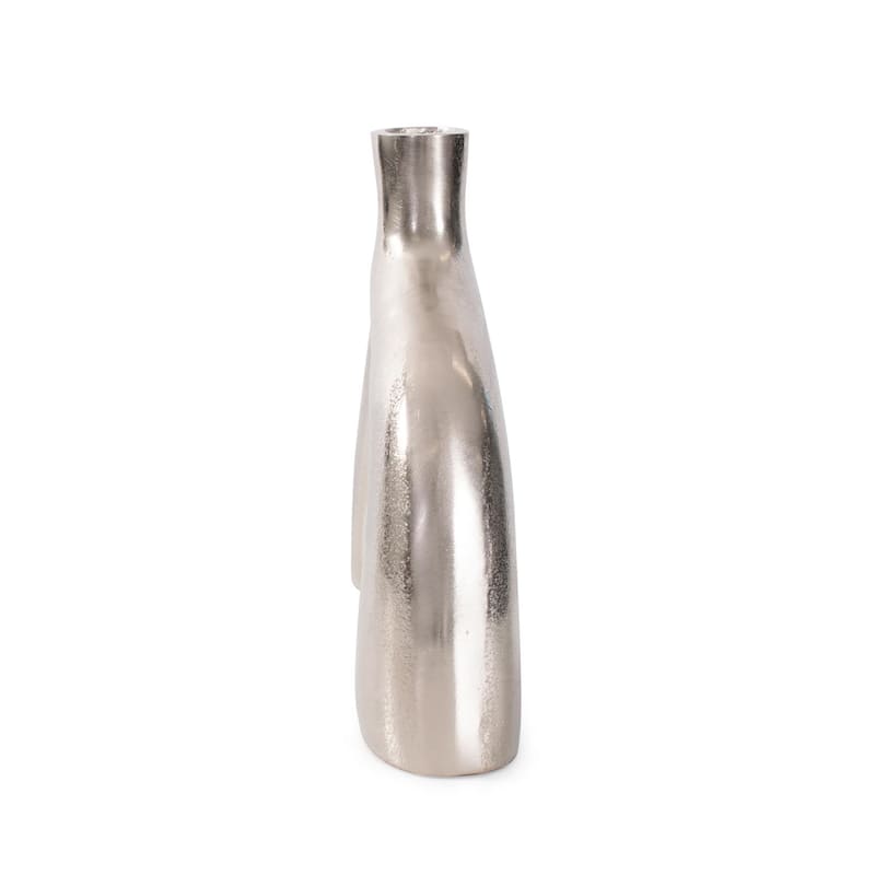Shirin- Polished Silver Reverse Vase in Cast Aluminum- Short