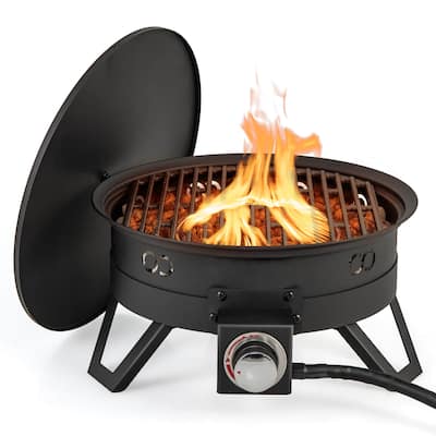 Costway 17" Portable Gas Fire Pit with Folding Legs & Removable Grill - See Details