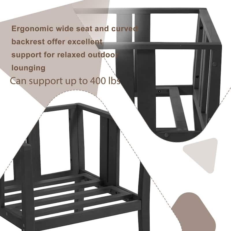 Uixe 3-piece Teak Solid Wood Outdoor Arm Chairs with Side Table Set