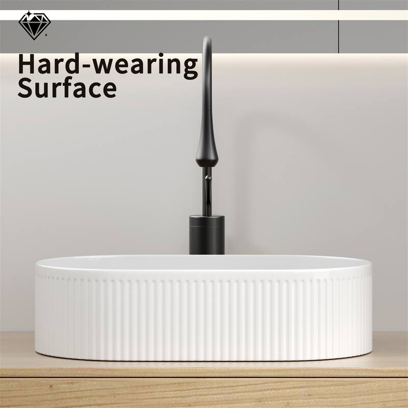 19″ x 12″ Oval Bathroom Porcelain Vessel Sink Above Counter