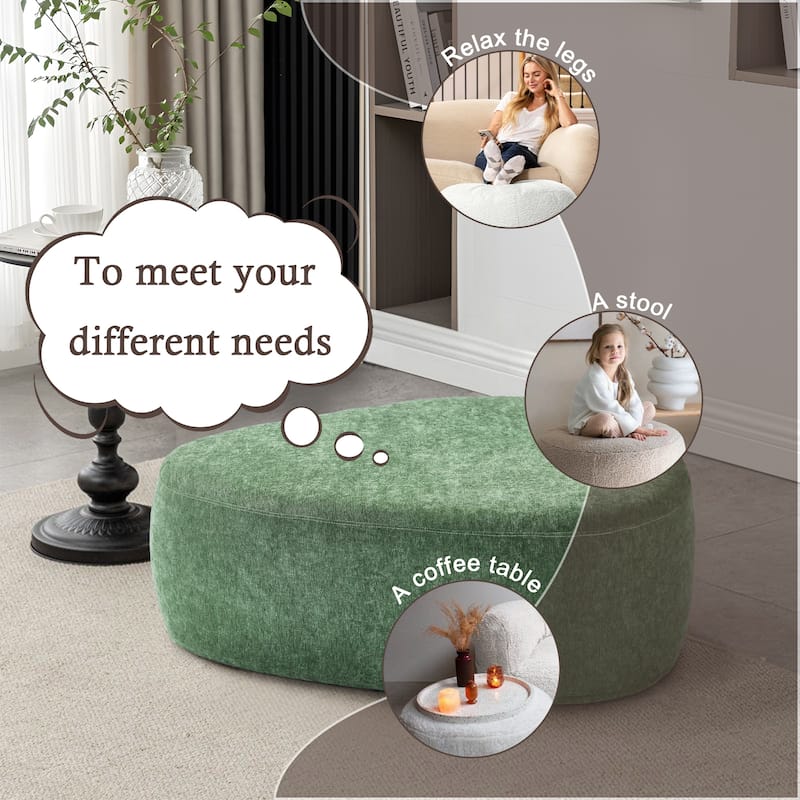 Leon 43" W Modern Oversized Chenille Triangular Cheese Ottoman