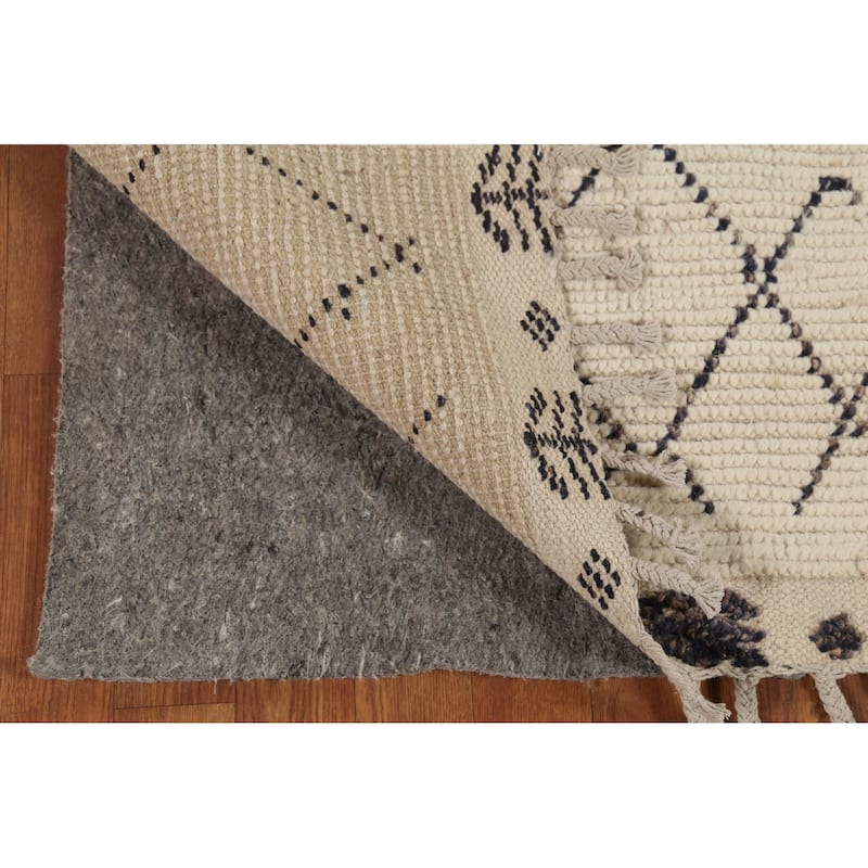 Trellis Geometric Moroccan Oriental Area Rug Hand-Knotted Wool Carpet - 3'10"x 6'8"
