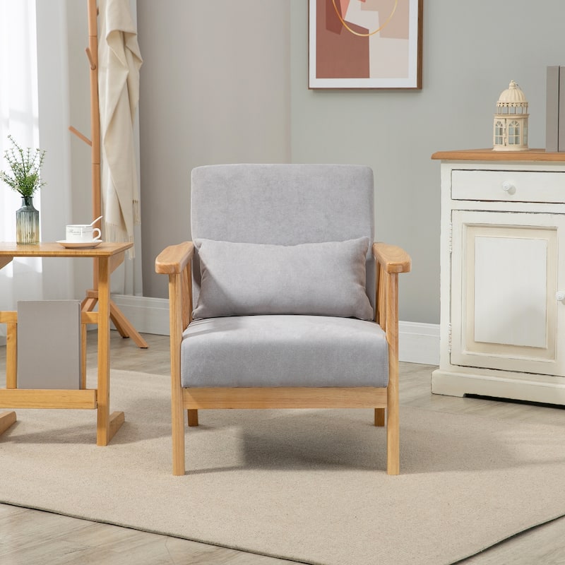 HOMCOM Accent Chairs with Throw Pillow and Cushions - Grey