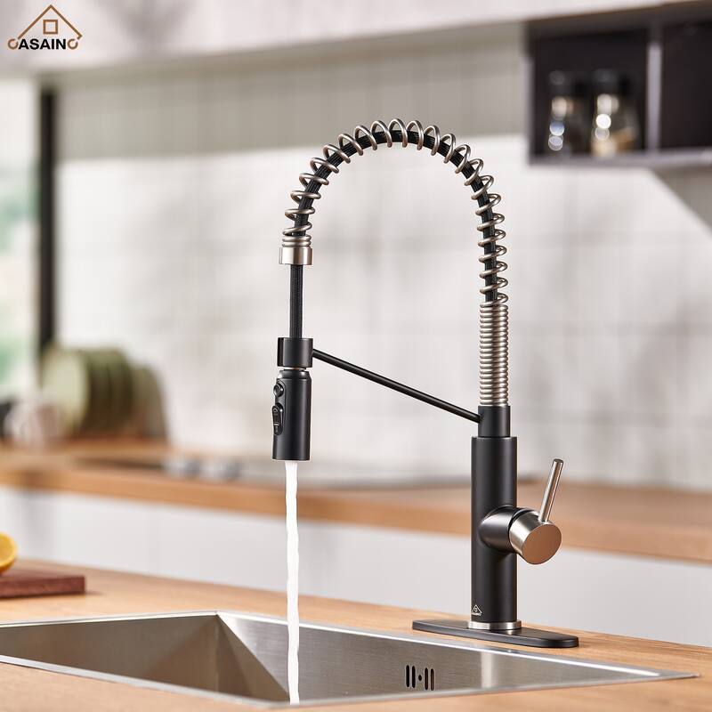 Single Handle Pull-Down Sprayer Kitchen Faucet - Chrome/Clear