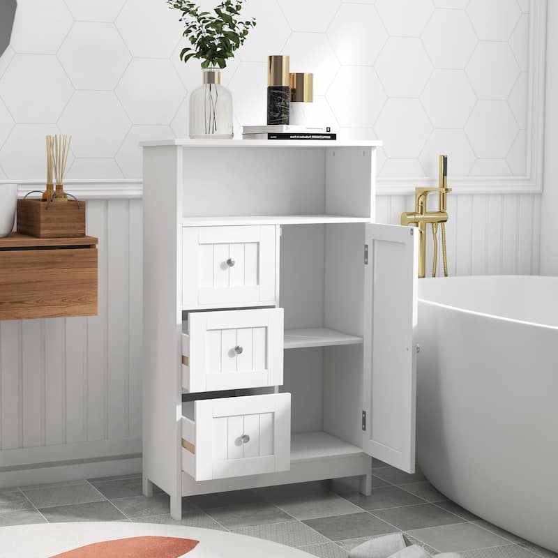 Bathroom Storage Floor with Pullout Drawers and Door for
