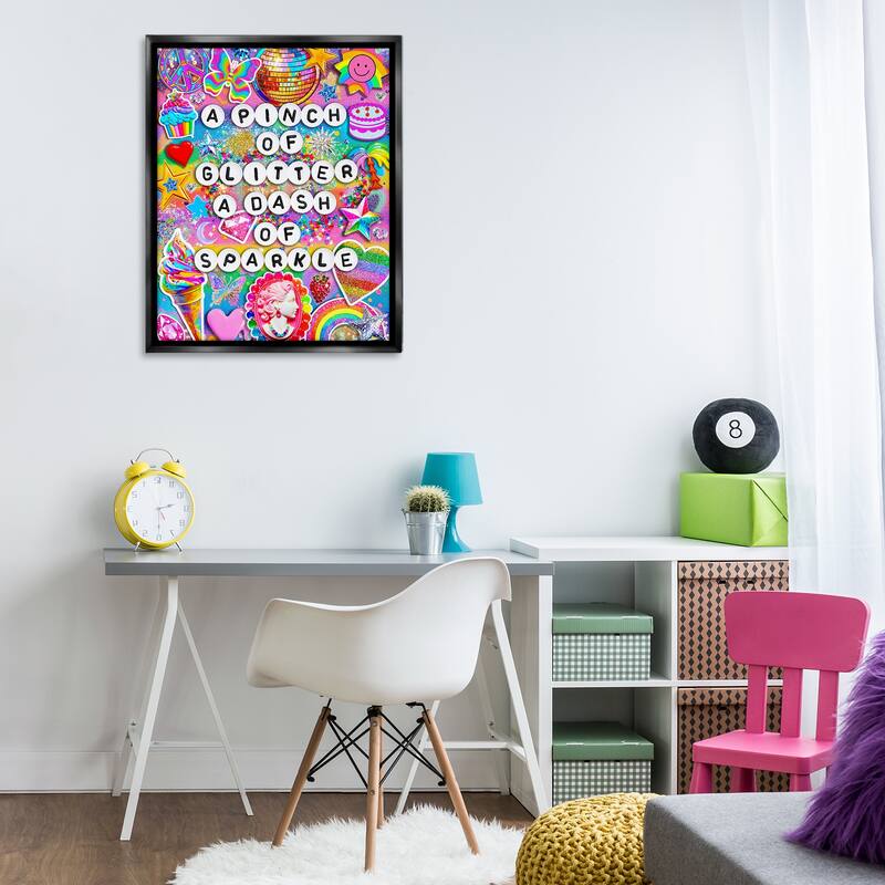 Stupell Pinch Of Glitter & Sparkle Framed Floater Canvas Wall Art Design By Jess Stempel