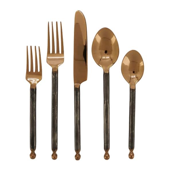 Stainless Steel Flatware With Solid Design (Set of 5) Bed Bath