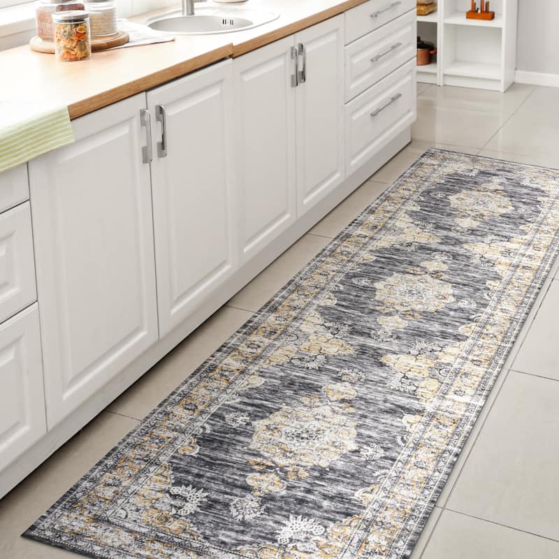 JONATHAN Y Wincer Bohemian Distressed Chenille Machine-Washable Area Rug