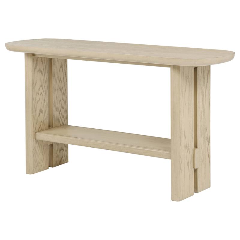 Kailani Coastal Sofa Console Table with Shelf Beige Oak