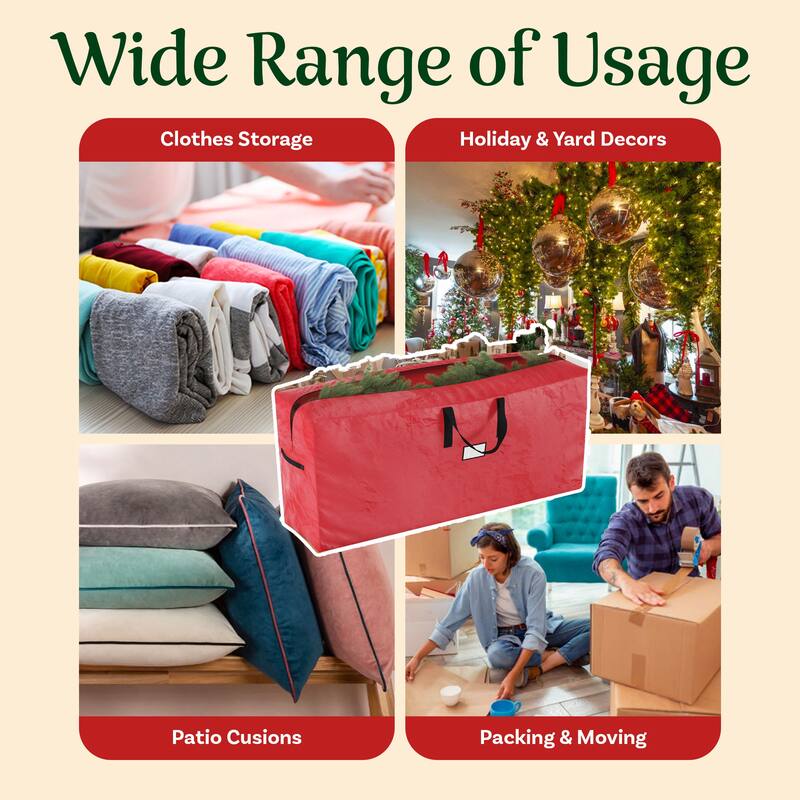 Christmas Tree Storage Bag - Waterproof Bag Holds 9-Foot Artificial Trees by Elf Stor (Red)