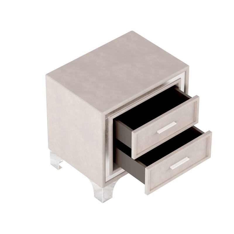 2-Drawer Nightstand with Metal Legs for Bedroom