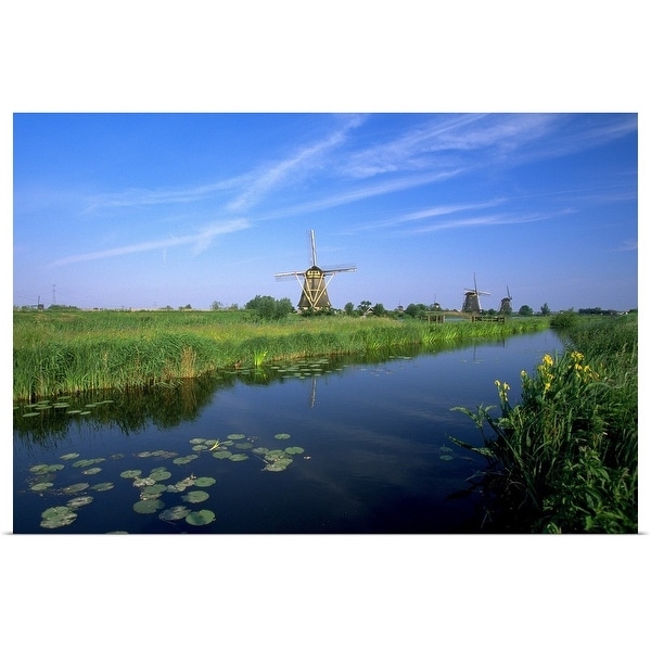 "Windmills, Kinderdijk, Zuid, Holland" Poster Print