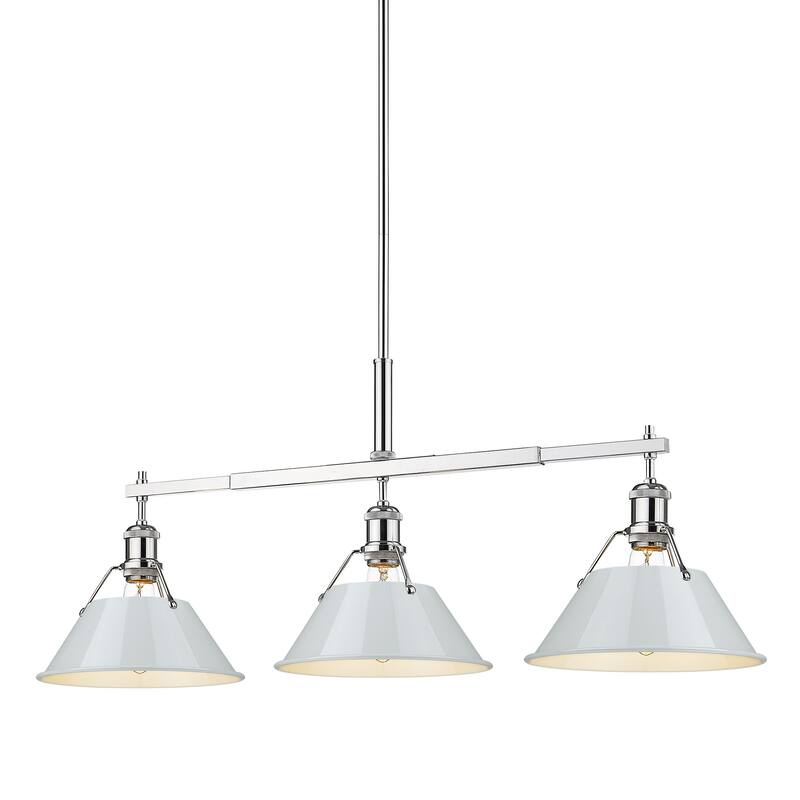 Orwell 3-Light Linear Pendant in Chrome with Dusky Blue - Silver