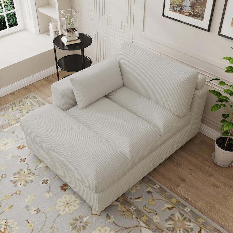Modern Corduroy L-Shaped Sofa Chaise Lounge Couch