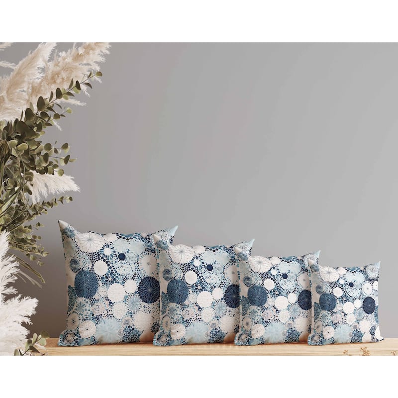 Crystal Drift Faux Suede Reversible Throw Pillow White and Blue