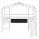 preview thumbnail 4 of 7, White Wooden Loft Bed Frame, Twin Size House Bed Frame with Blackboard, Light Strip on the Roof and Slide, No Box Spring Needed