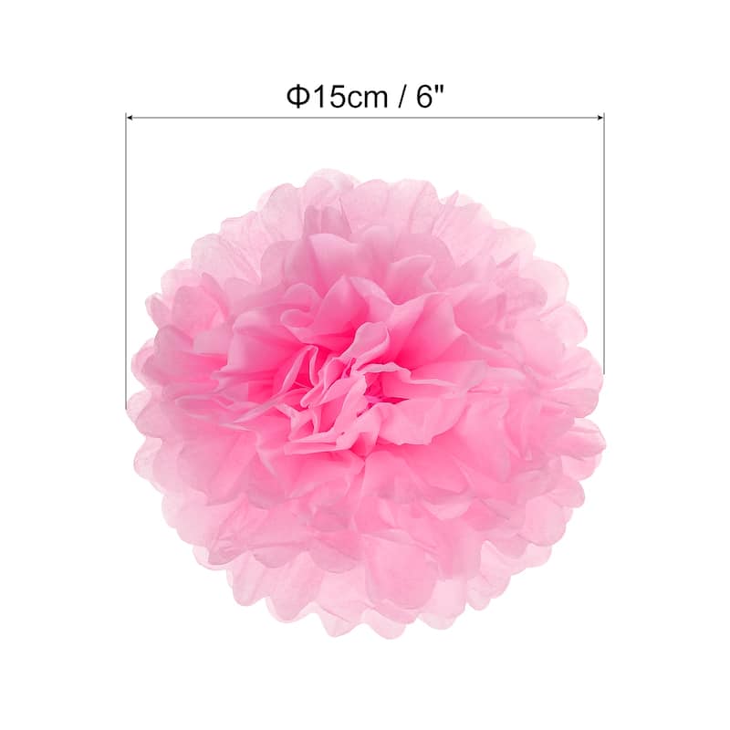 20Pcs Tissue Pom Poms Paper Flowers Ball Party Wedding Decor - Pink - 6"