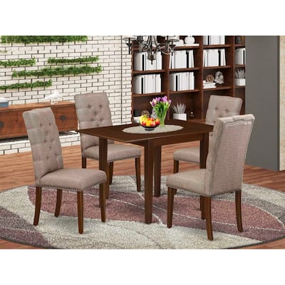 Kitchen Table Set 5 Piece - Modern Dinette Set with 4 Parsons Chairs & Drop Leaf Table - Hardwood Dining Furniture