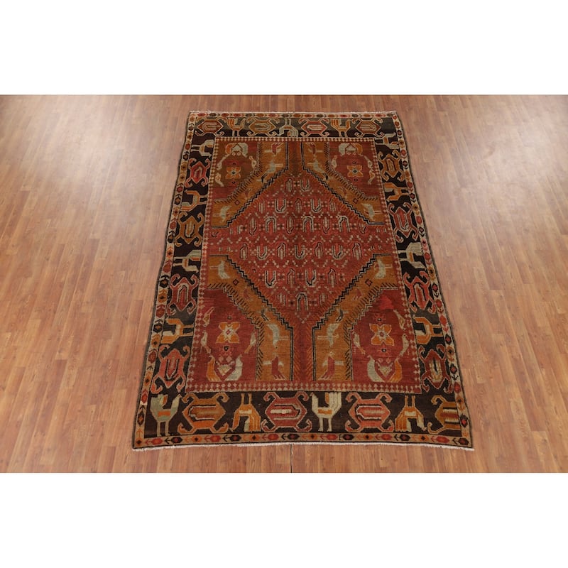Vegetable Dye Oushak Turkish Vintage Area Rug Hand-Knotted Wool Carpet - 6'6" x 9'11"