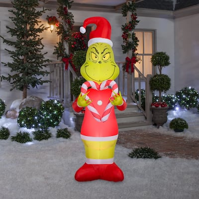 Airblown-Grinch Holding Candy Cane Hearts-Dr. Seuss