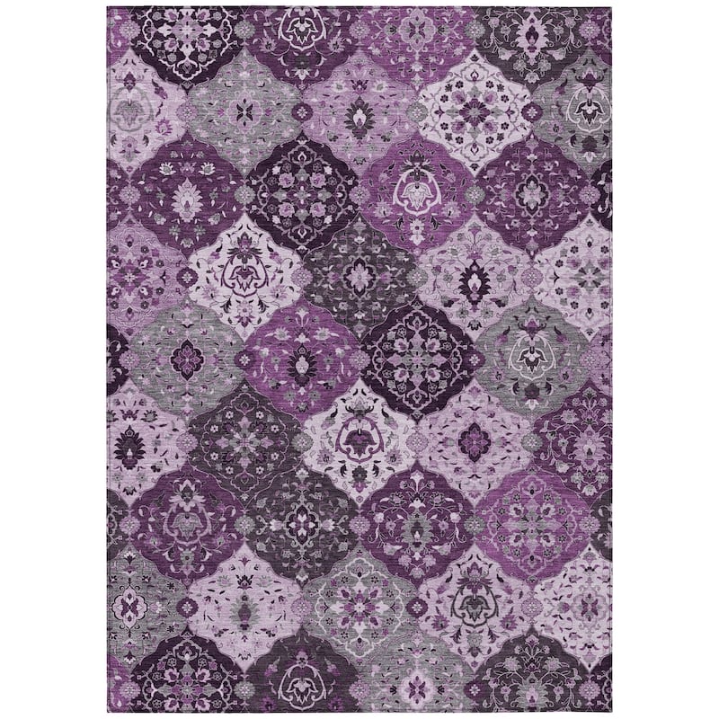 Machine Washable Indoor/ Outdoor Traditional Panel Chantille Rug