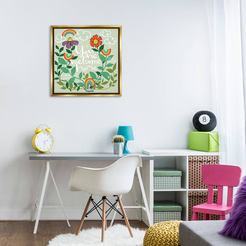 Stupell Comforting Welcome Here Phrases Framed Floater Canvas Wall Art Design By Mandy Ford Art + Illustration