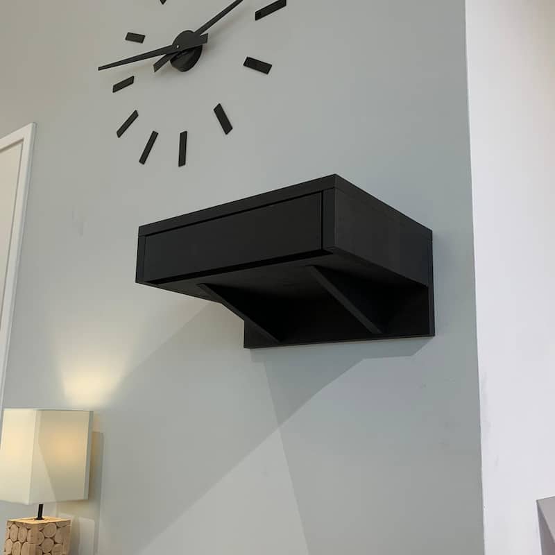 Set of 2 Black Floating Nightstands with Drawers and Shelf