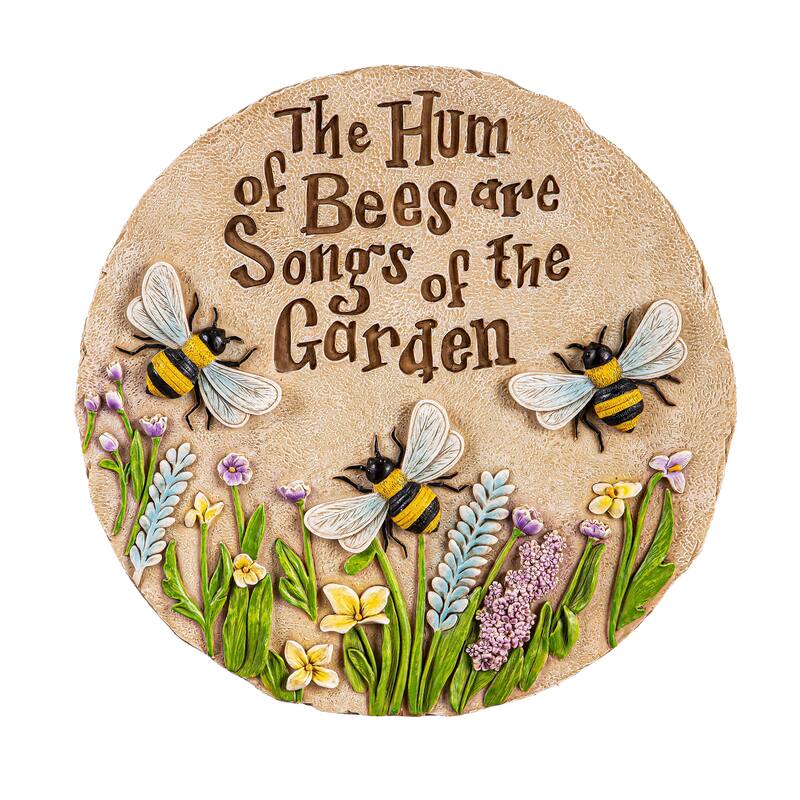 11 in. Springtime Resin Garden Stone, Humming Bees