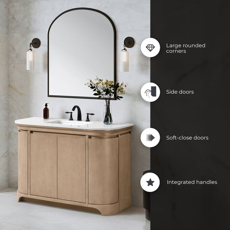 OVE Dain 48 in. Sahara Birch Bathroom Vanity with White Engineered Stone Top - 48"