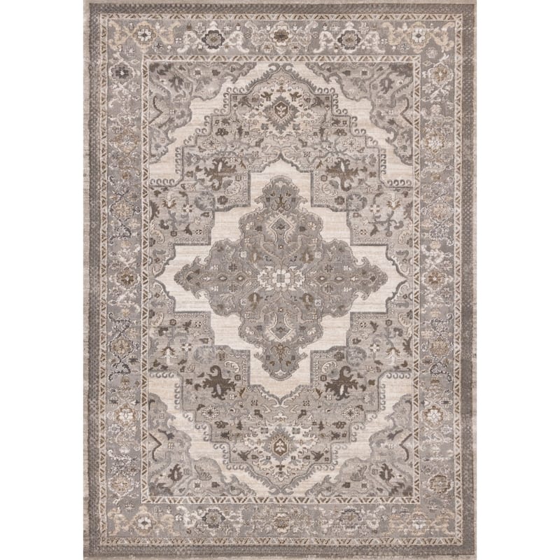 Taupe White Grey Beige Classic Elegant High-Traffic Rug