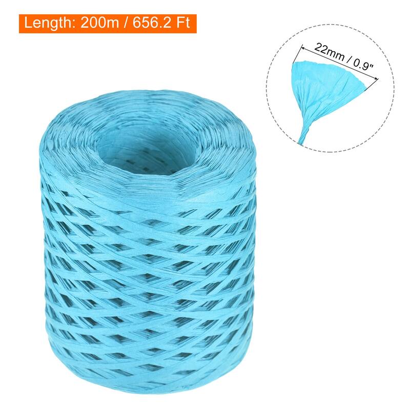 Raffia Paper Craft Rope 200m Length Handmade for DIY Decoration - Blue