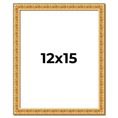 12x15 Frame Gold Real Wood Picture Frame Width 1 inches | Interior