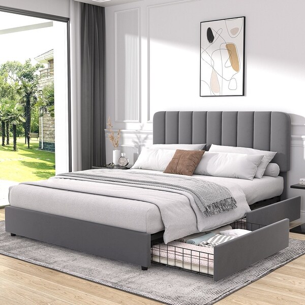 パネライ 希少 Platform Upholstered Javlergo Bed Drawers Storage with Frame 遊戯王OCG デュエルモンスターズ
